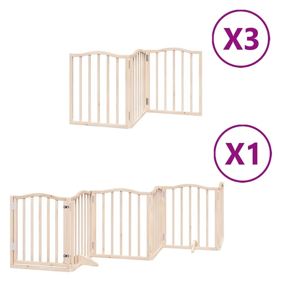 Barrière pour chien porte pliable 15 panneaux bois de peuplier - 2