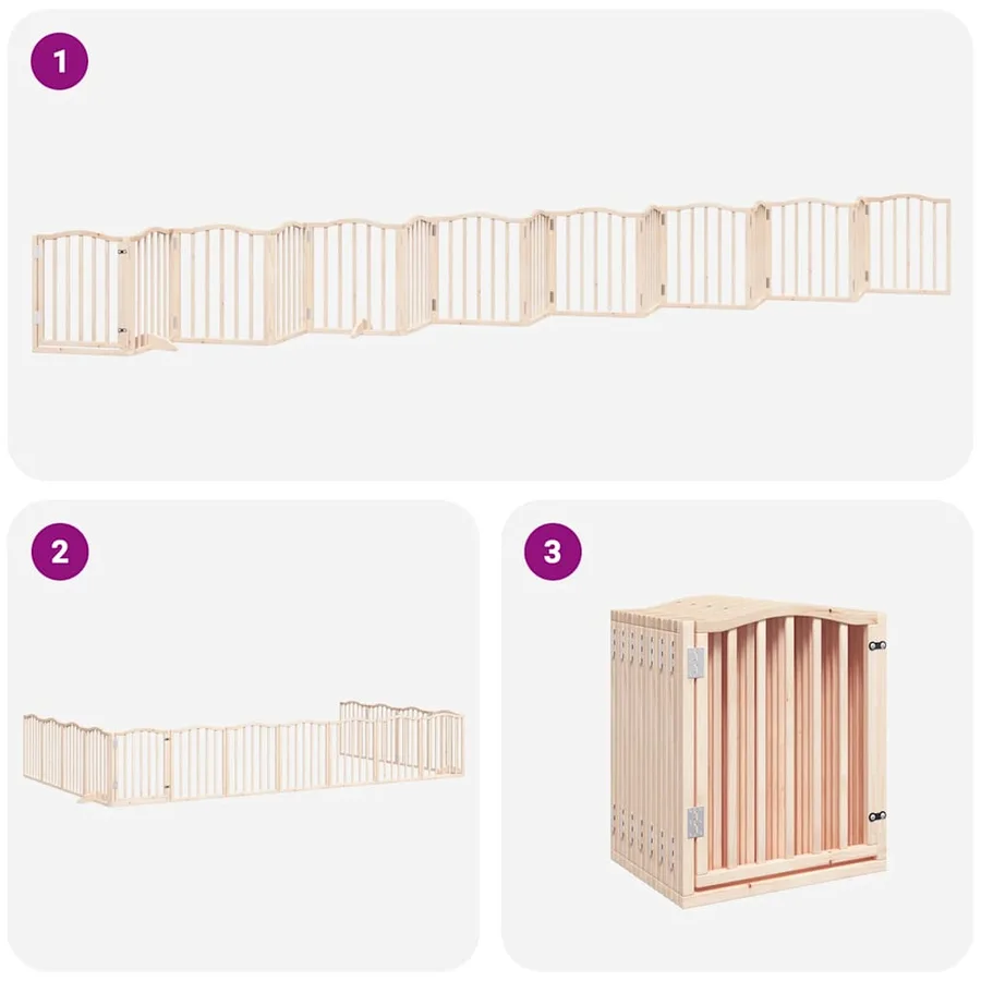 Barrière pour chien porte pliable 15 panneaux bois de peuplier - 6