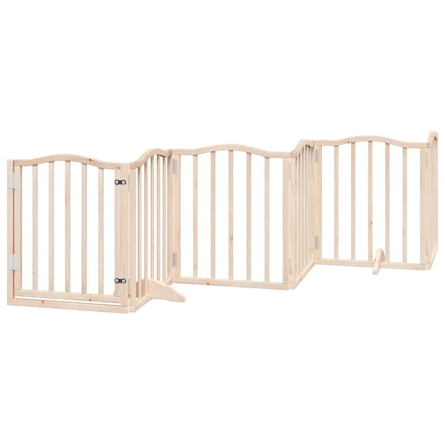 Barrière pour chiens avec porte pliable 9panneaux bois peuplier - 4