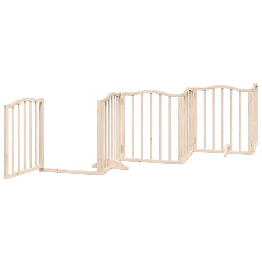 Barrière pour chiens avec porte pliable 9panneaux bois peuplier - 5