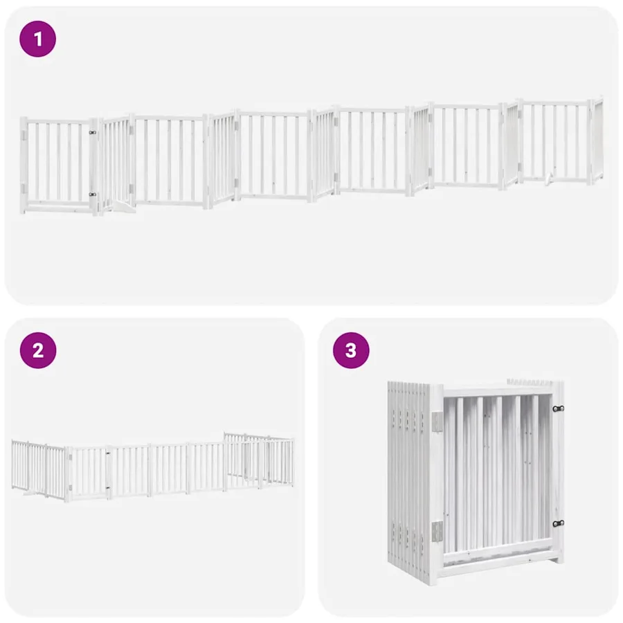 Barrière pour chien porte pliable 12 panneaux bois de peuplier - 6
