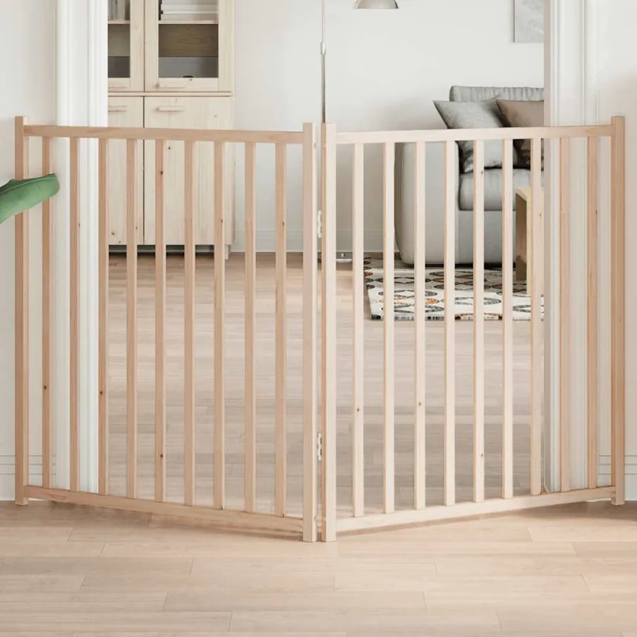Barrière pour chien pliable 2 panneaux 160 cm bois sapin massif
