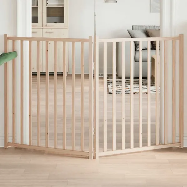 Barrière pour chien pliable 2 panneaux 160 cm bois sapin massif