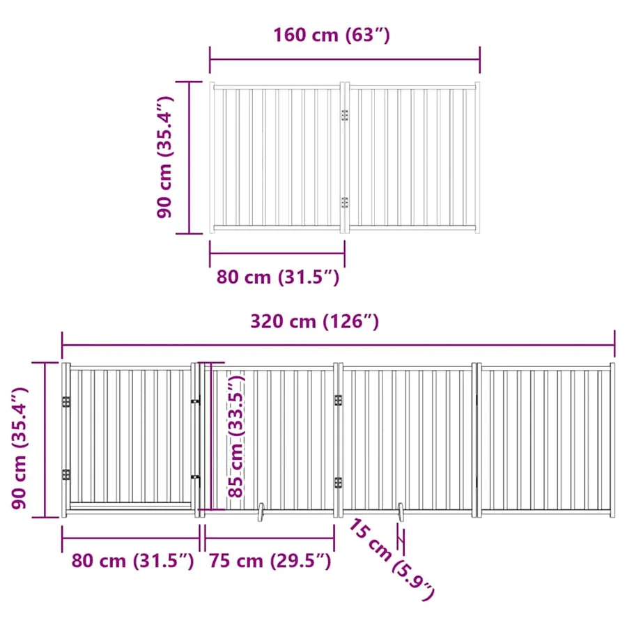 Barrière pour chien avec porte pliable 6 panneaux bois peuplier - 12