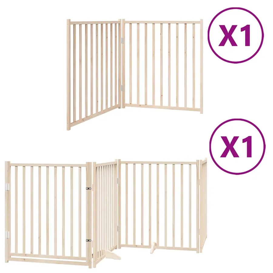 Barrière pour chien avec porte pliable 6 panneaux bois peuplier - 2
