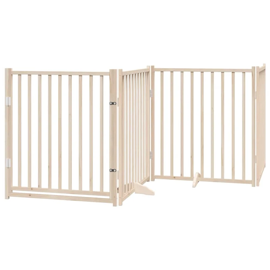 Barrière pour chien avec porte pliable 6 panneaux bois peuplier - 4