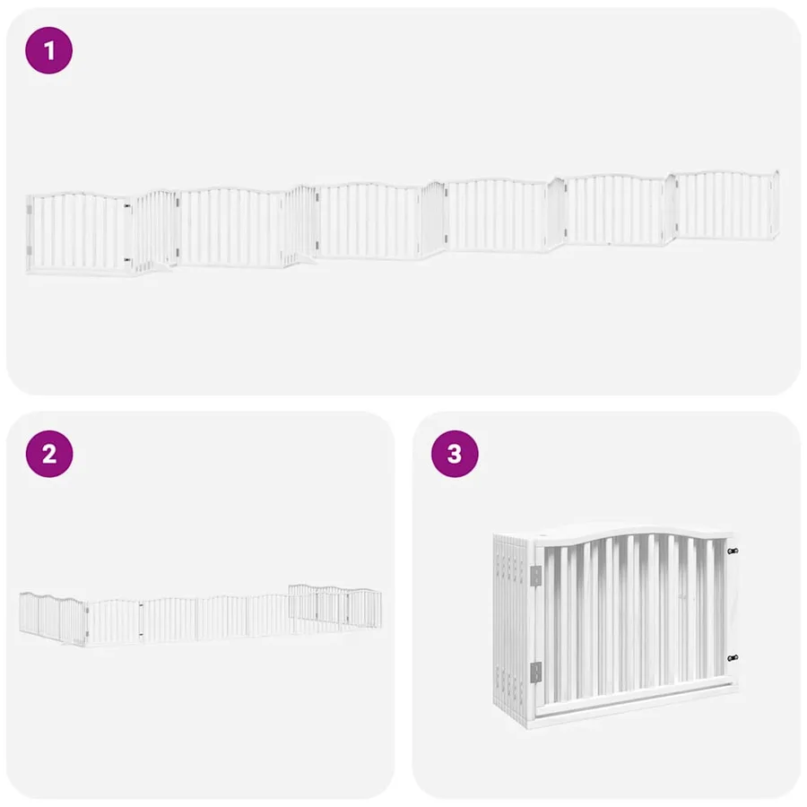 Barrière pour chien porte pliable 12 panneaux bois de peuplier - 6