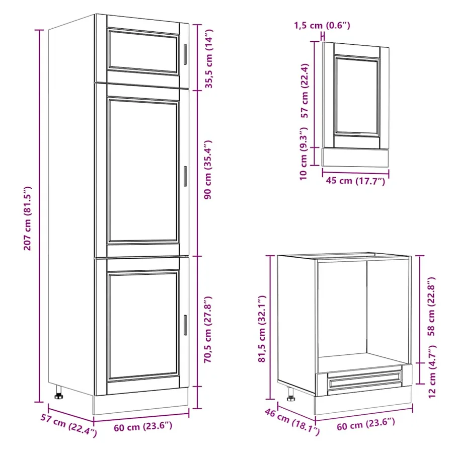 Ensemble de 7 meubles de cuisine "Porto" en bois d'ingénierie Sonoma gris - 10