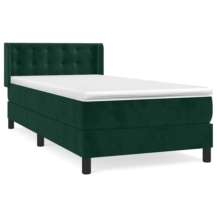 Sommier à lattes de lit avec matelas Vert foncé 90x190 cm - 2