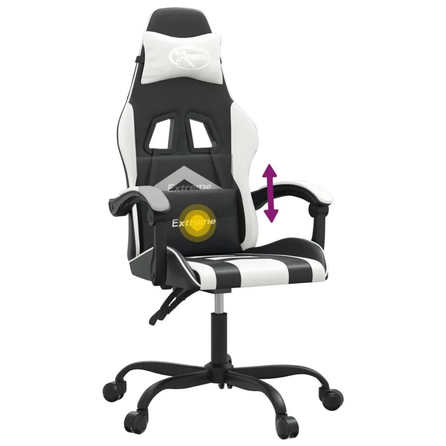 Chaise de jeu pivotante Noir et blanc Similicuir - 11