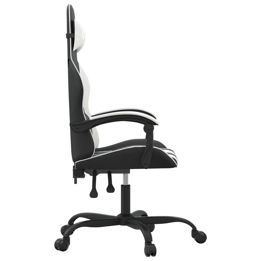 Chaise de jeu pivotante Noir et blanc Similicuir - 4