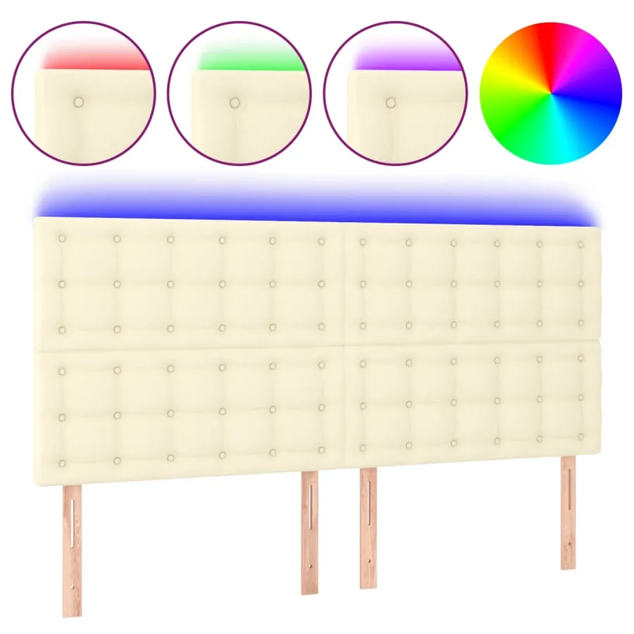 Tête de lit à LED Crème 180x5x118/128 cm Similicuir - 2