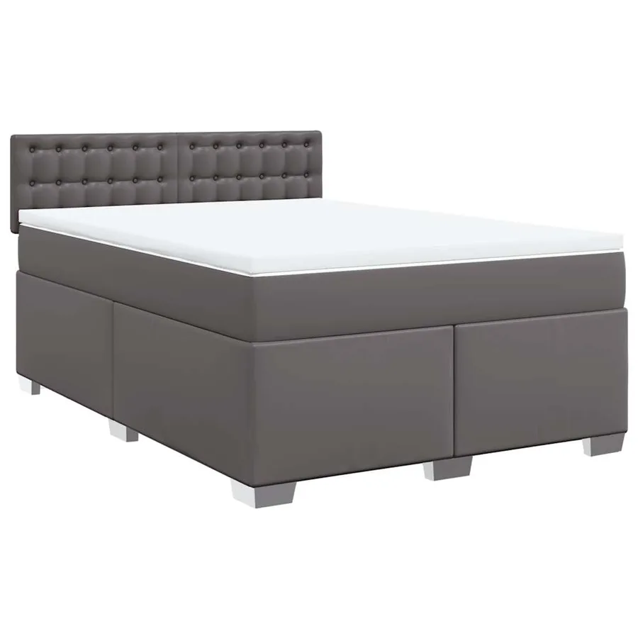 Sommier à lattes de lit avec matelas Gris 140x190 cm Similicuir - 3