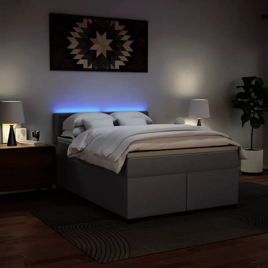 Sommier à lattes de lit avec matelas Gris 140x190 cm Similicuir - 5