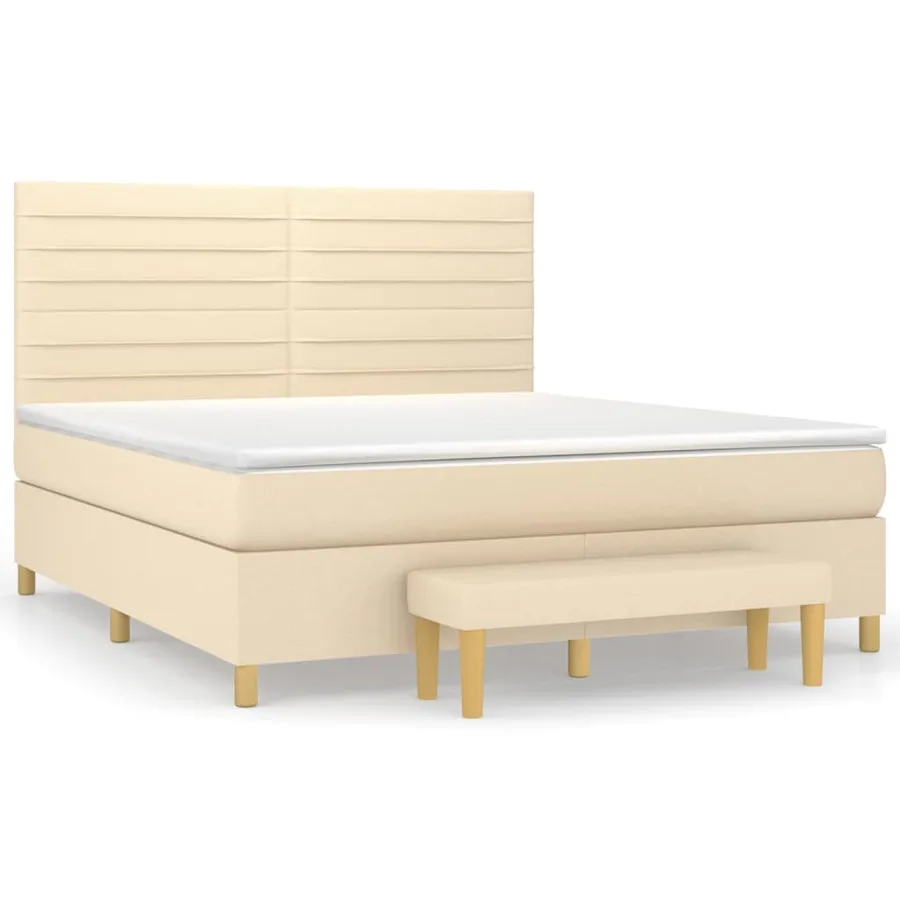 Sommier à lattes de lit avec matelas Crème 180x200 cm Tissu - 2