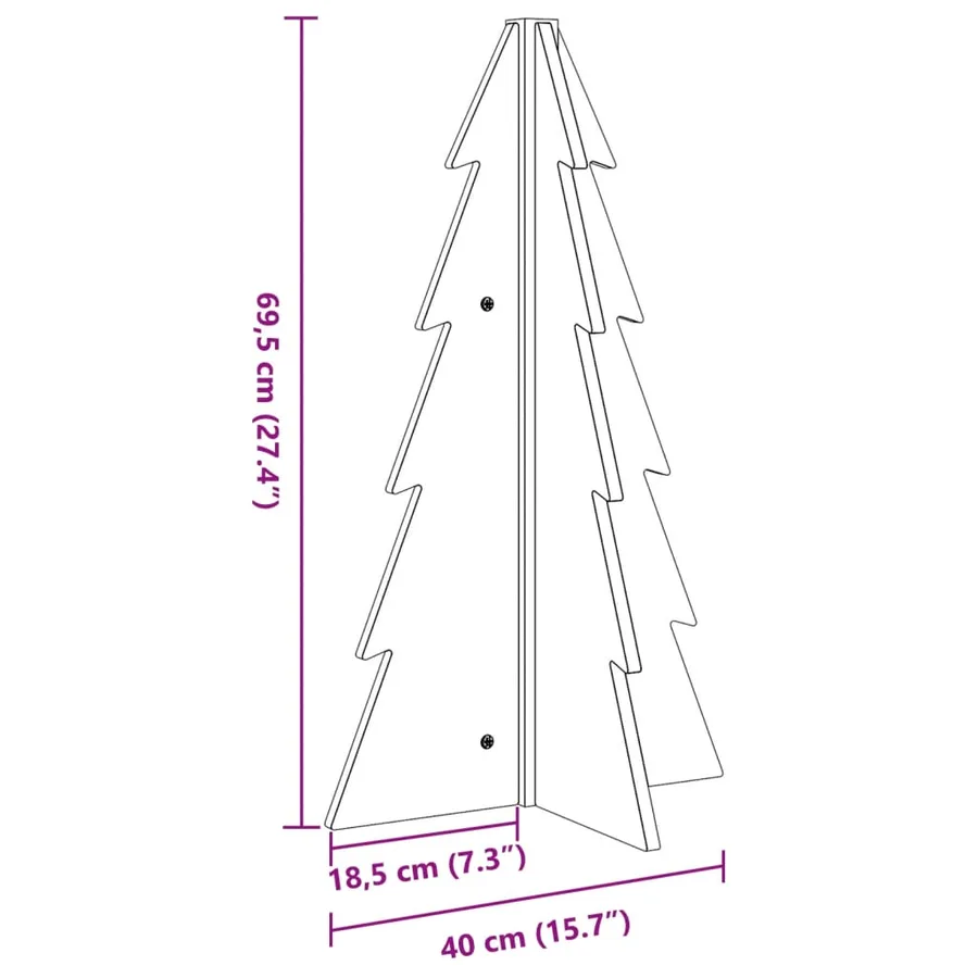 Arbre de Noël en bois pour décoration 69,5cm bois massif de pin - 8