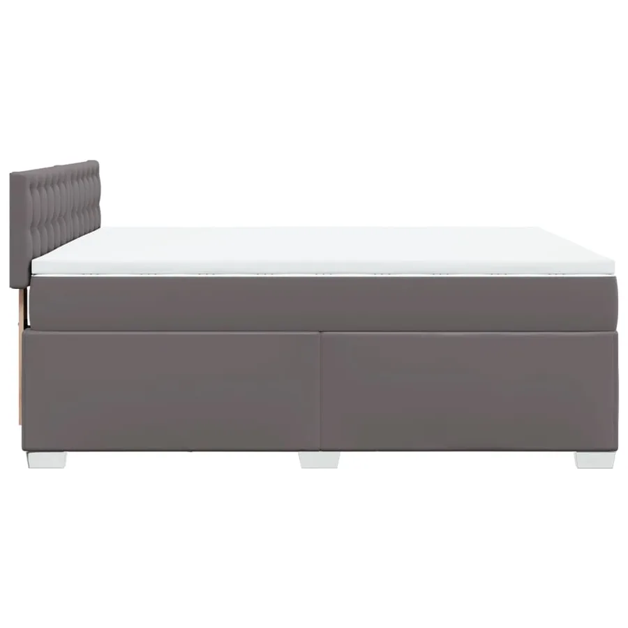 Sommier à lattes de lit avec matelas Gris 140x190 cm Similicuir - 5