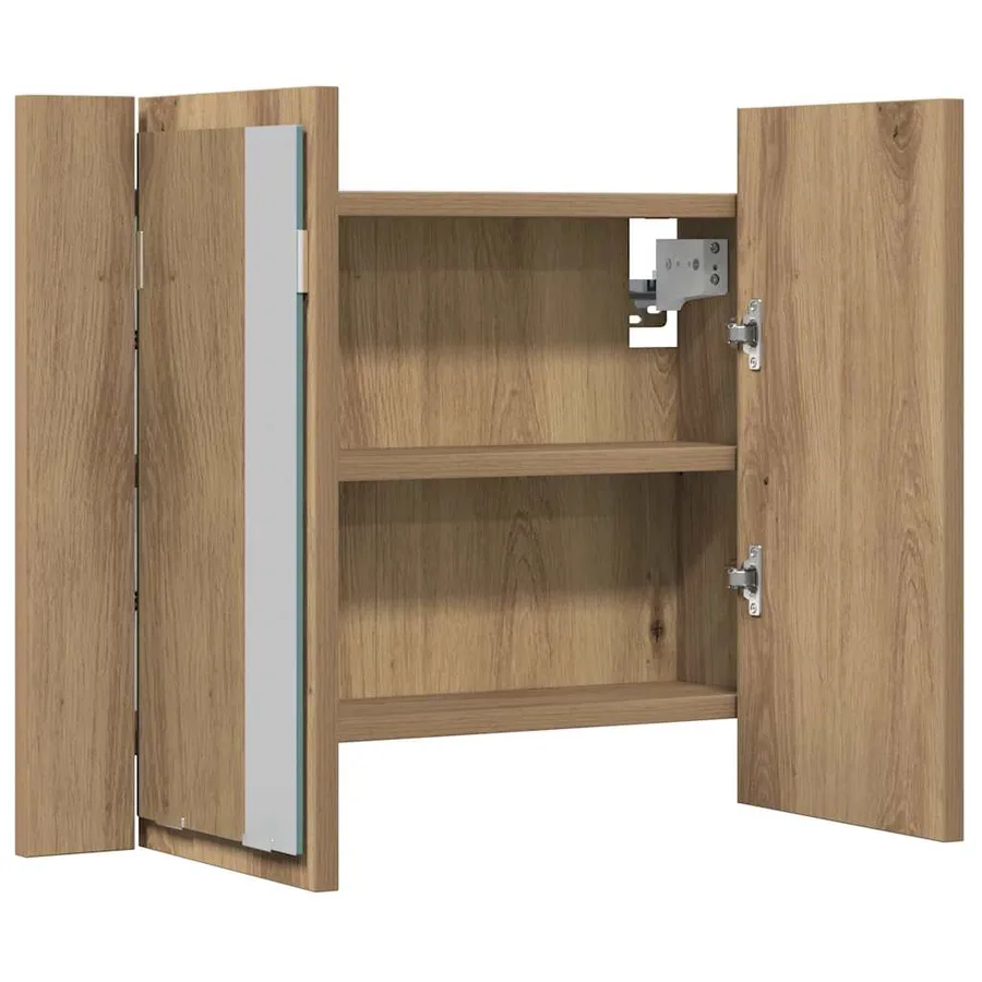 Armoire à miroir LED chêne artisanal 60x12x45cm bois ingénierie - 8