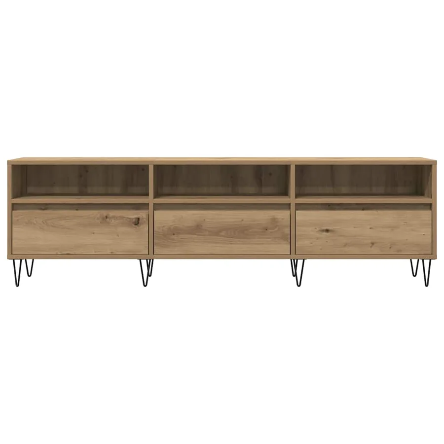 Meuble TV chêne artisanal 150x30x44,5 cm bois d'ingénierie - 4