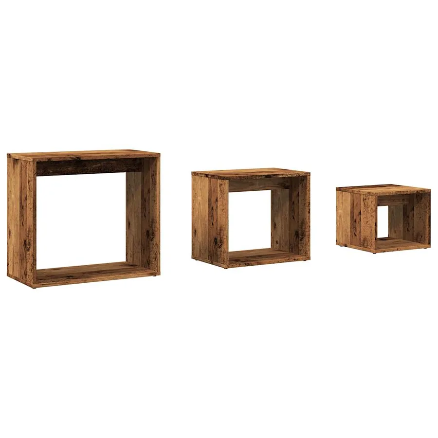 Tables gigognes 3 pcs vieux bois bois d'ingénierie - 2