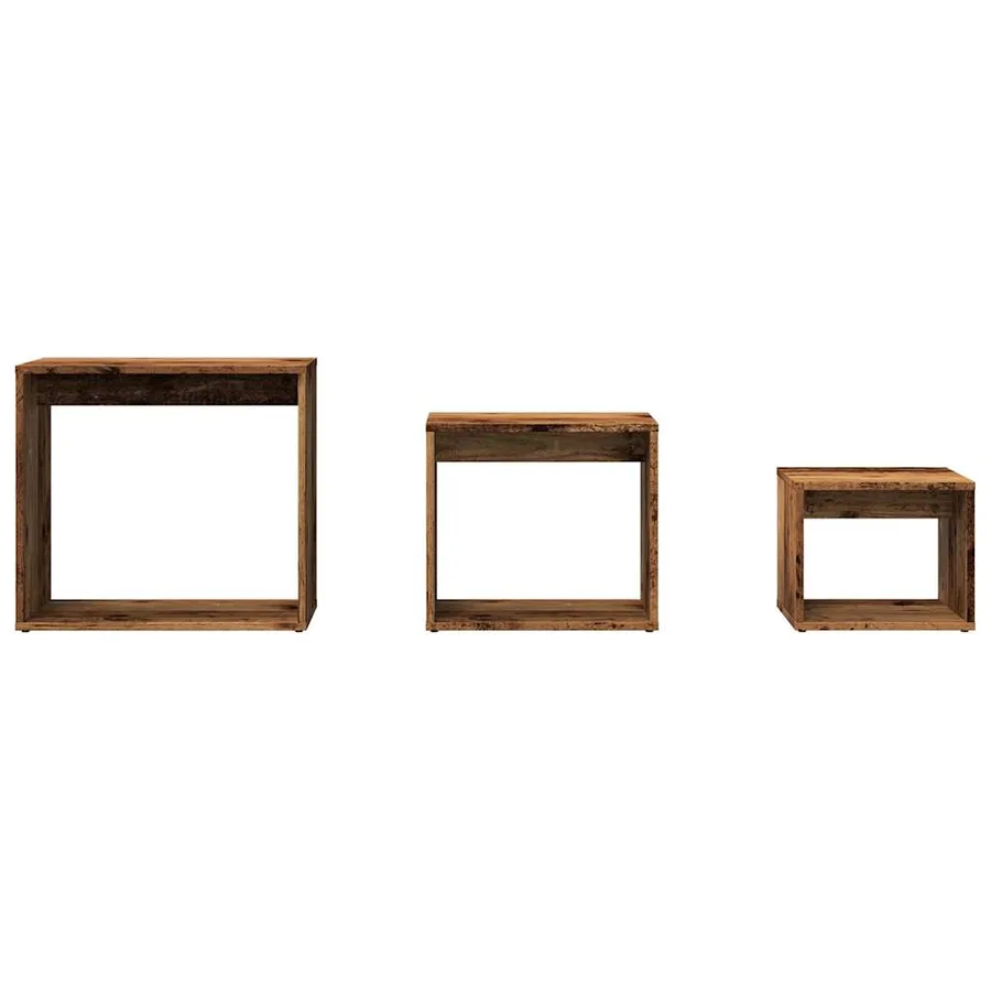 Tables gigognes 3 pcs vieux bois bois d'ingénierie - 4