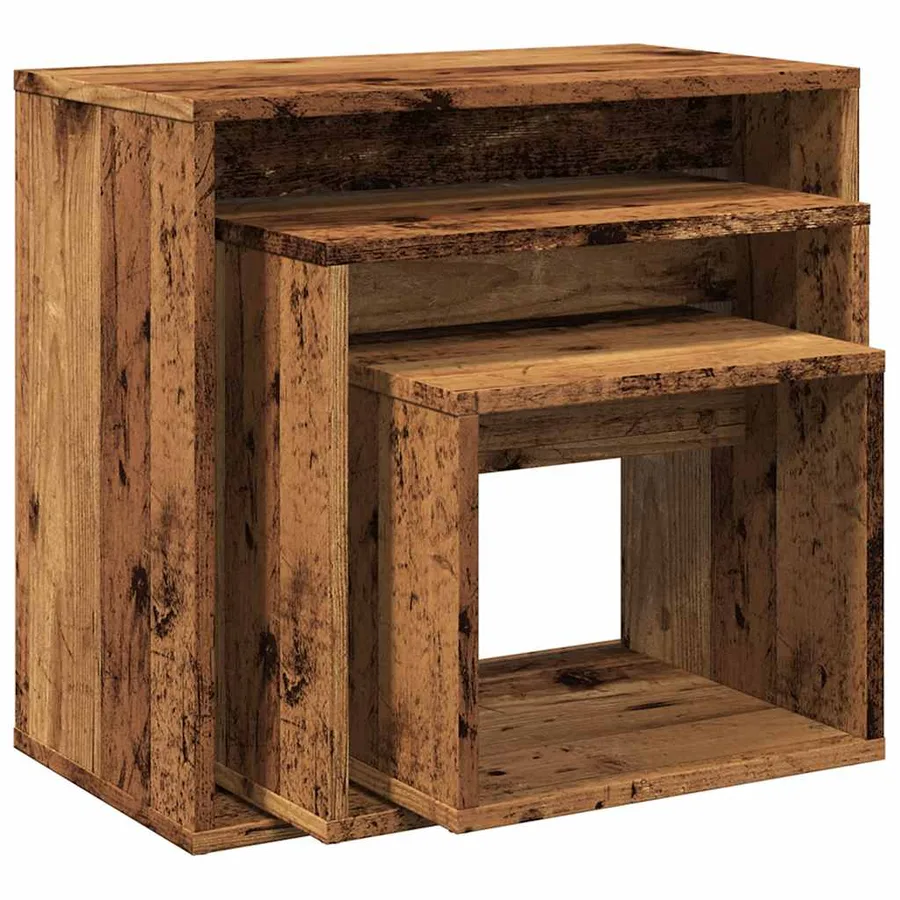 Tables gigognes 3 pcs vieux bois bois d'ingénierie - 7