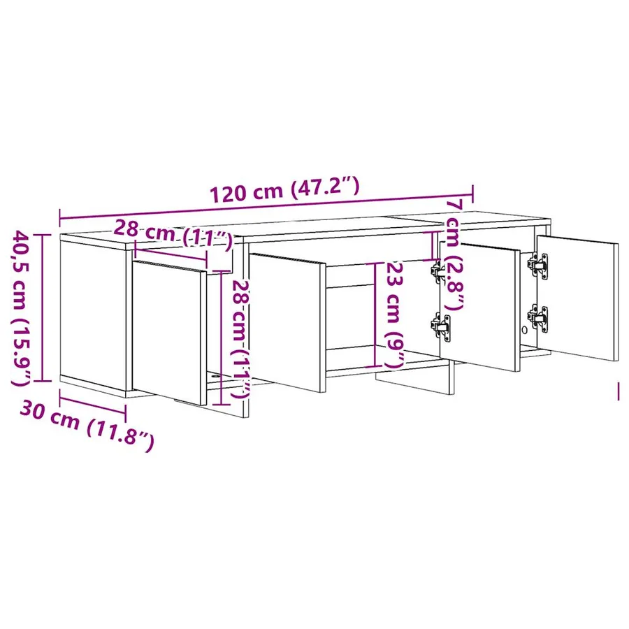 Meuble TV vieux bois 120x30x40,5 cm bois d'ingénierie - 10