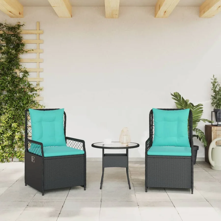 Chaises de jardin inclinables lot de 2 noir résine tressée - 3