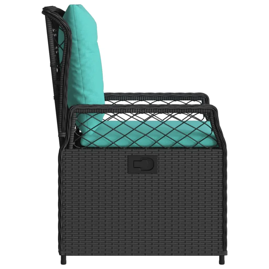 Chaises de jardin inclinables lot de 2 noir résine tressée - 6