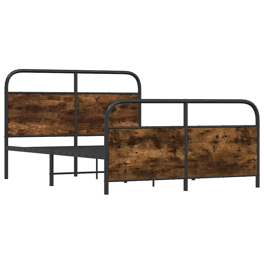 Cadre de lit en métal sans matelas chêne fumé 140x190 cm - 3