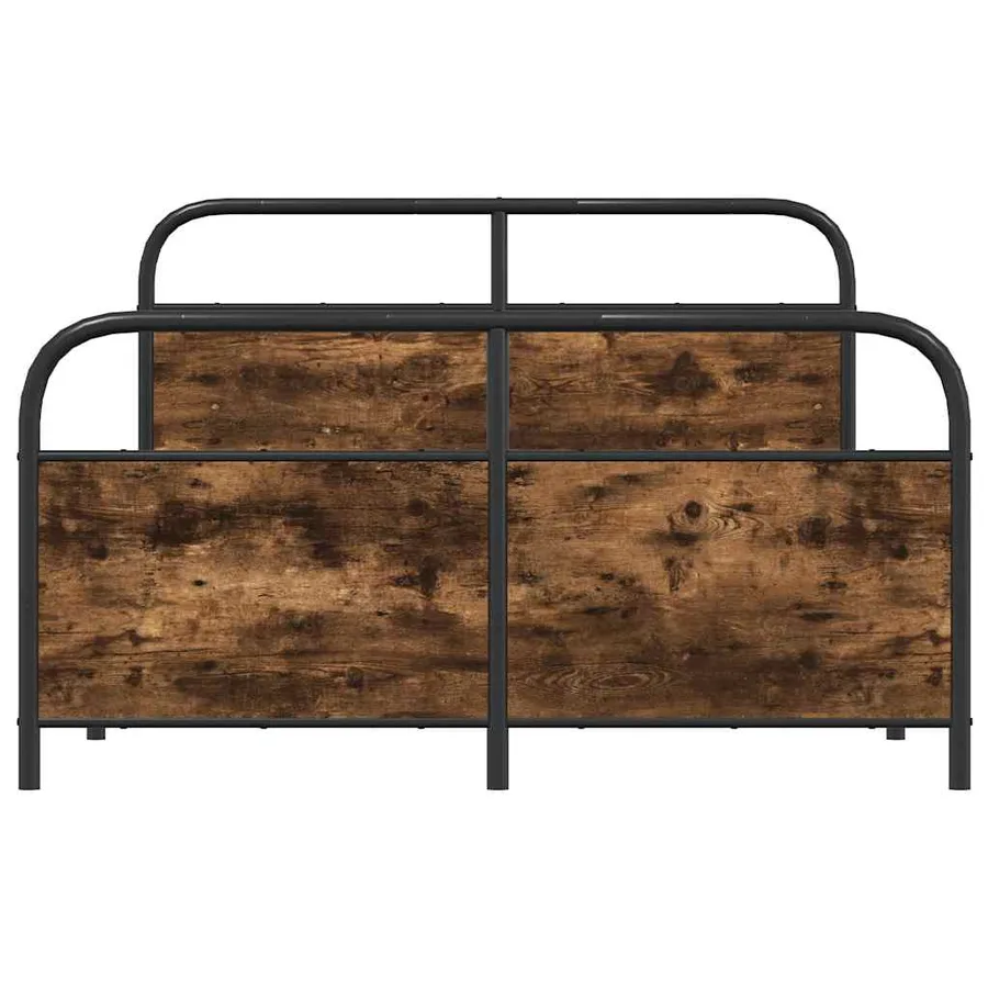 Cadre de lit en métal sans matelas chêne fumé 140x190 cm - 5