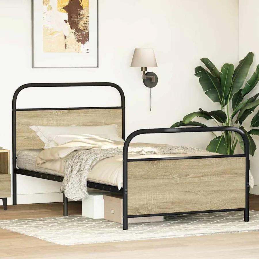 Cadre de lit sans matelas 90x200cm chêne sonoma bois ingénierie - 3