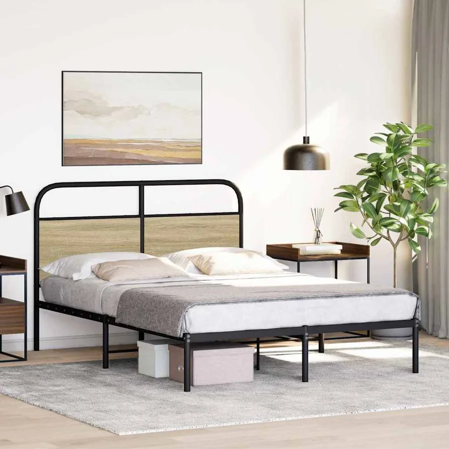 Cadre de lit sans matelas 135x190 cm chêne sonoma - 3