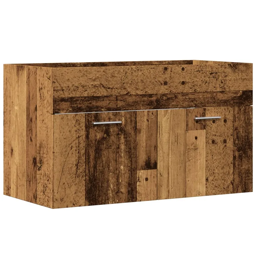 Armoire lavabo de salle de bain vieux bois bois d'ingénierie - 2