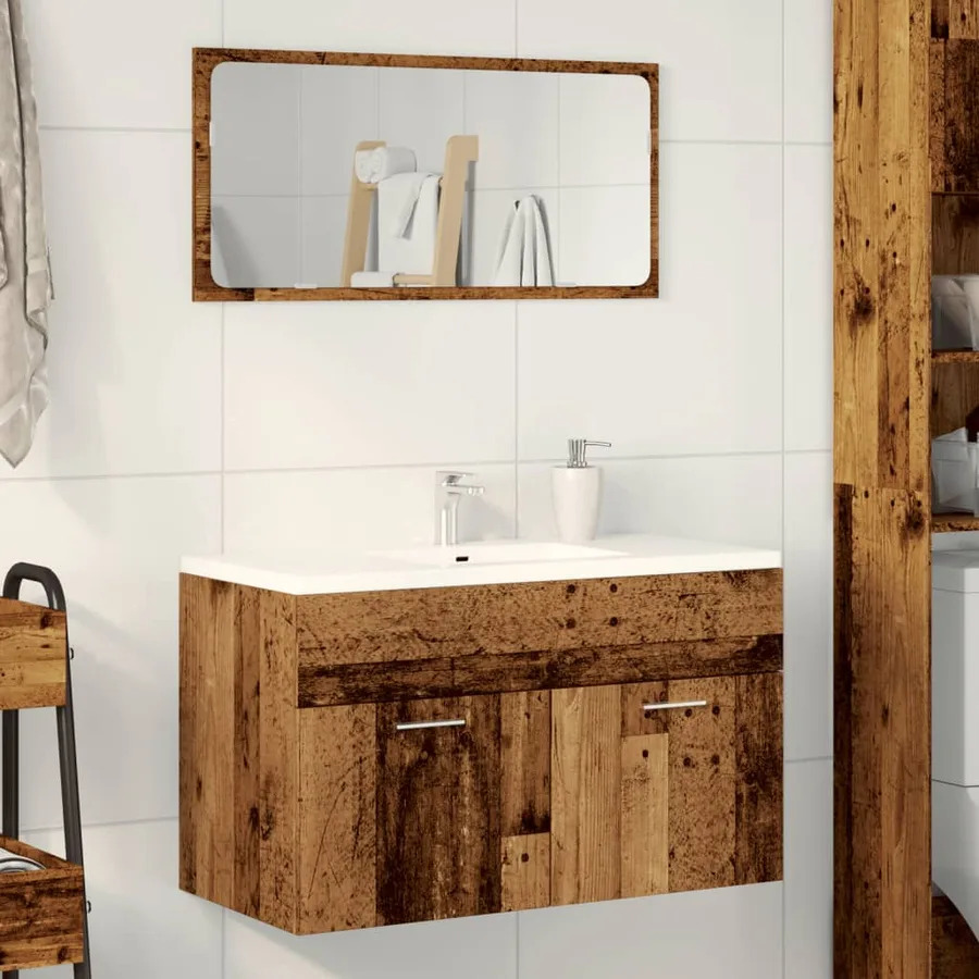 Armoire lavabo de salle de bain vieux bois bois d'ingénierie - 3