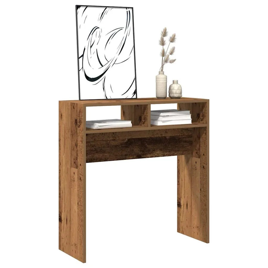 Table console vieux bois 78x30x80 cm bois d'ingénierie - 3