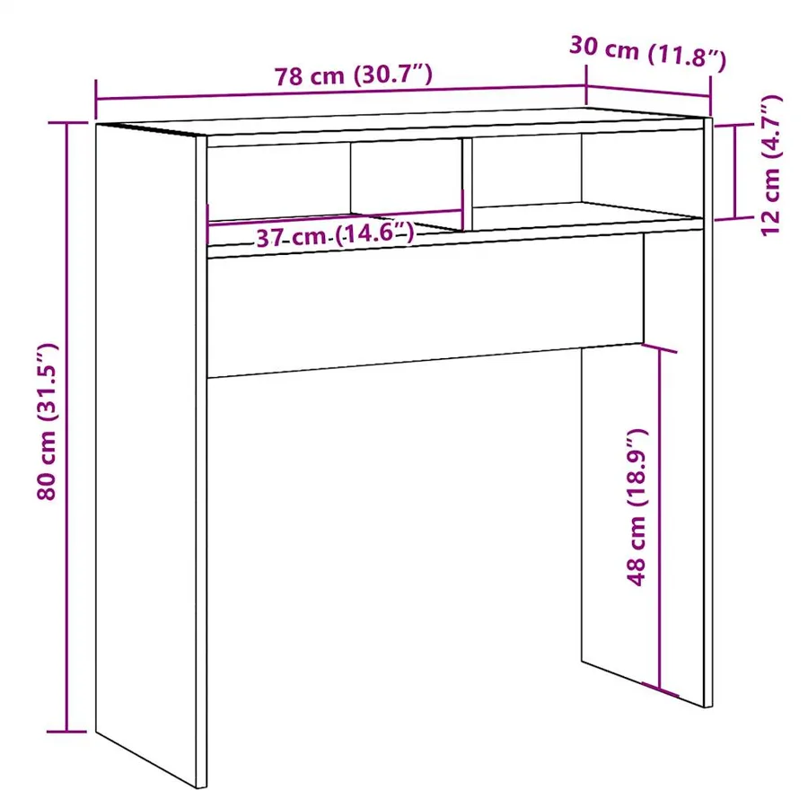 Table console vieux bois 78x30x80 cm bois d'ingénierie - 9