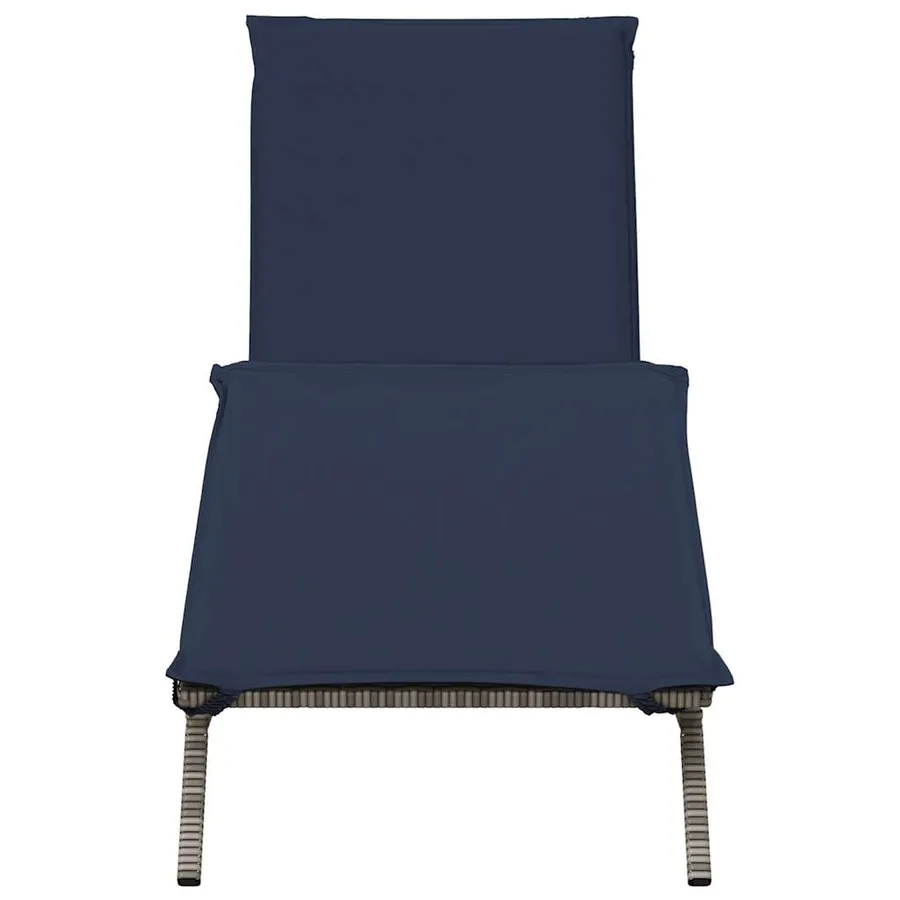 Chaise longue avec coussin gris résine tressée - 4