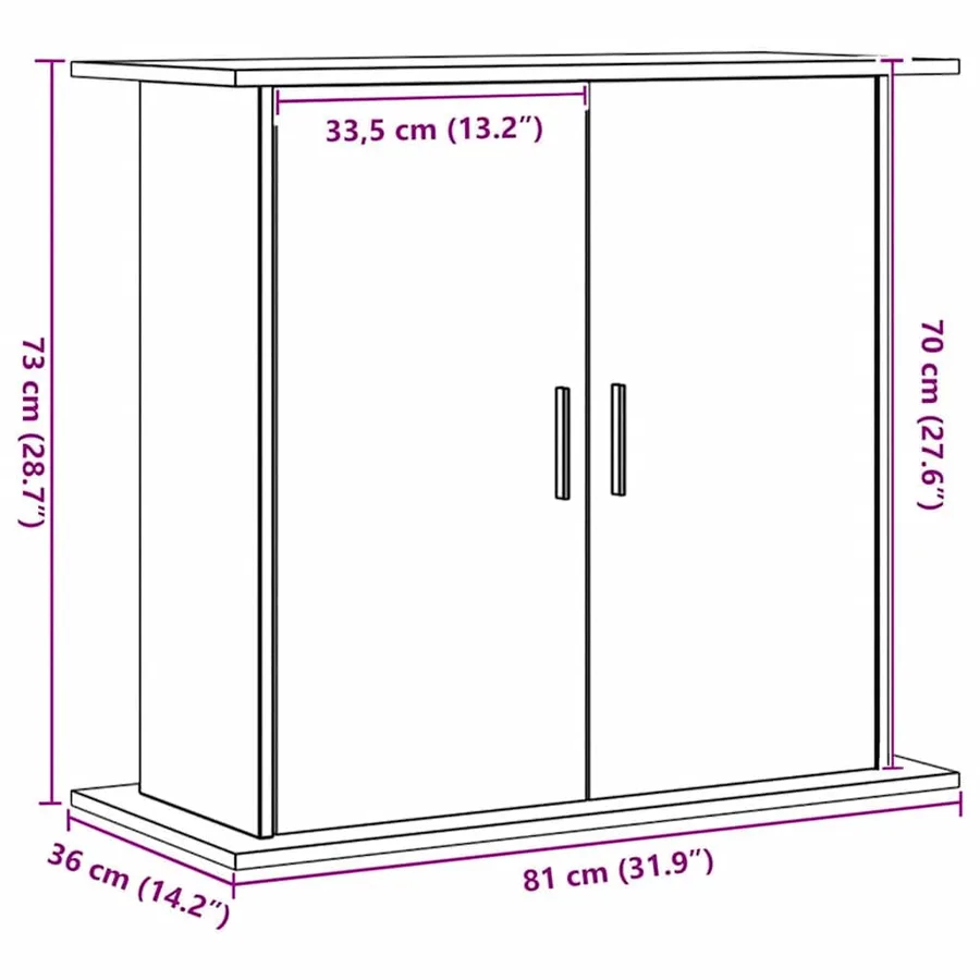 Support d'aquarium Chêne artisanal 81x36x73 cm Bois d'ingénierie - 10