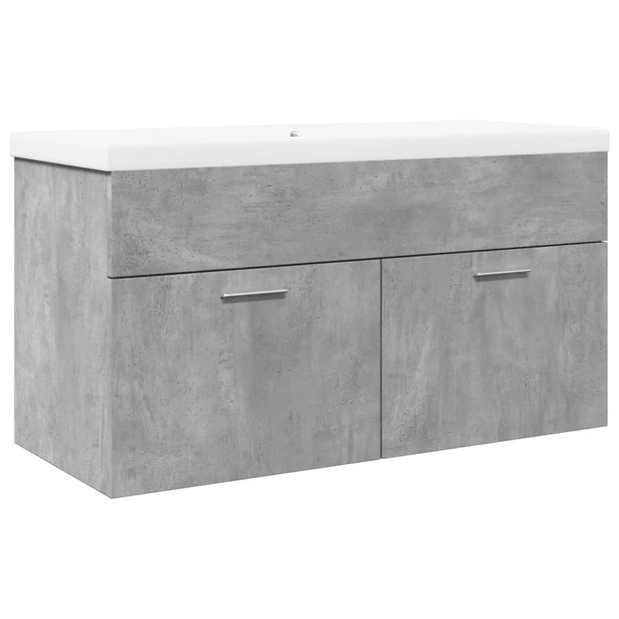 Armoire lavabo de salle de bain avec bassin intégré gris béton - 2