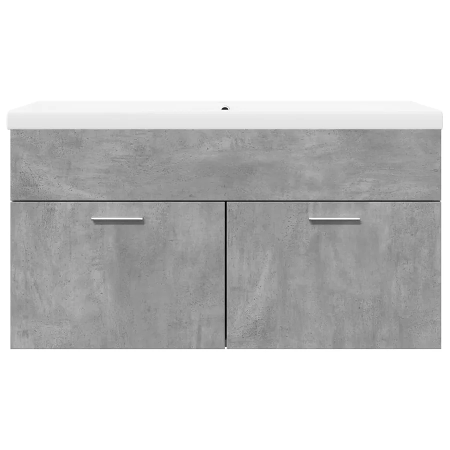 Armoire lavabo de salle de bain avec bassin intégré gris béton - 4