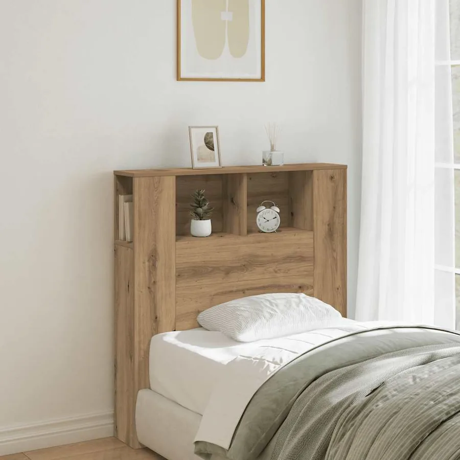 Armoire de tête de lit chêne artisanal 100x18,5x102,5 cm