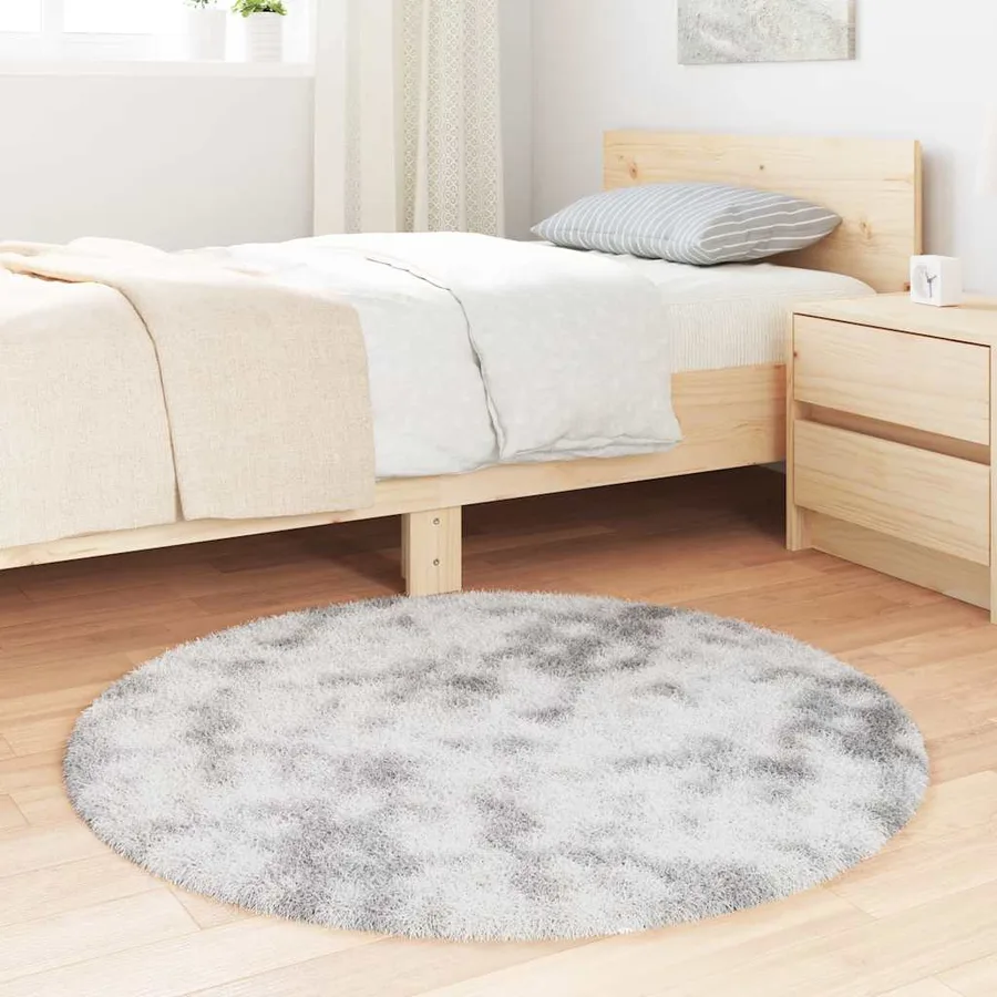 Tapis Shaggy à poils longs NAVARRA gris argenté 100x100 cm - 3
