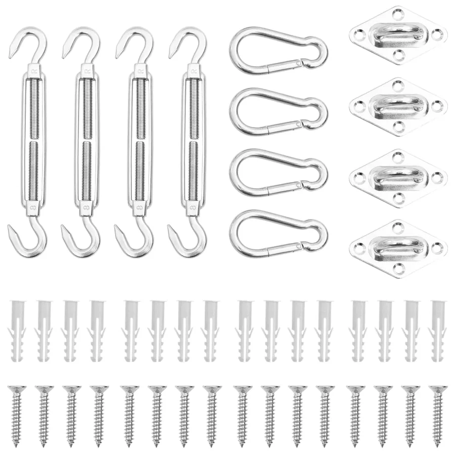Jeu d'accessoires de voile d'ombrage 12 pcs Acier inoxydable