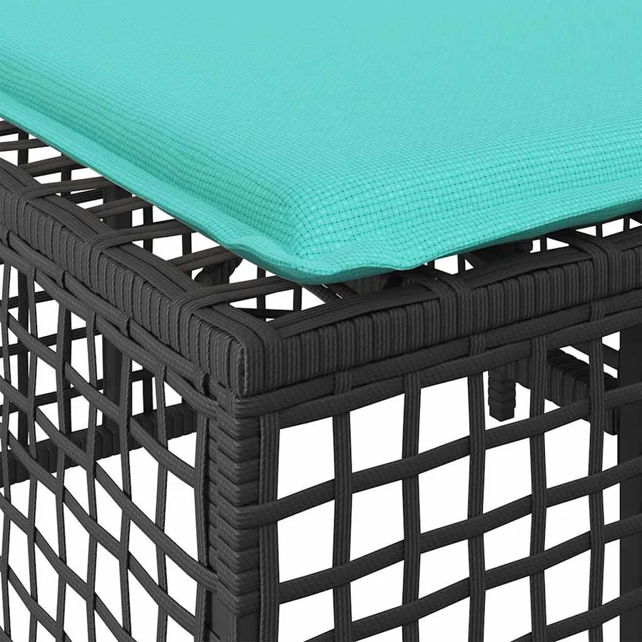 Ensemble de canapé d'angle de jardin 3 pcs avec coussins noir résine tressée - 14