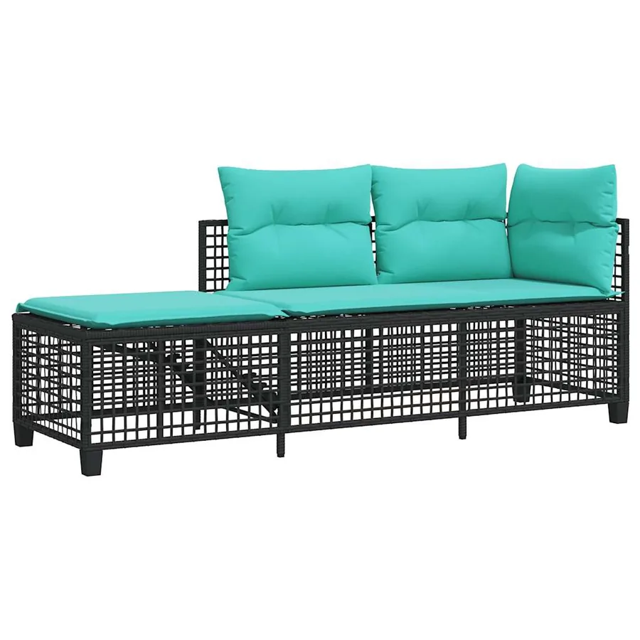 Ensemble de canapé d'angle de jardin 3 pcs avec coussins noir résine tressée - 4