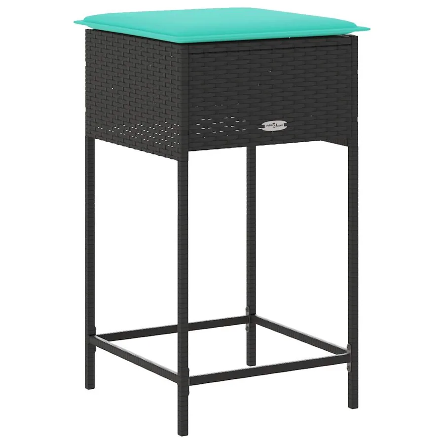 Tabourets de bar de jardin avec coussins lot de 2 noir résine tressée - 7