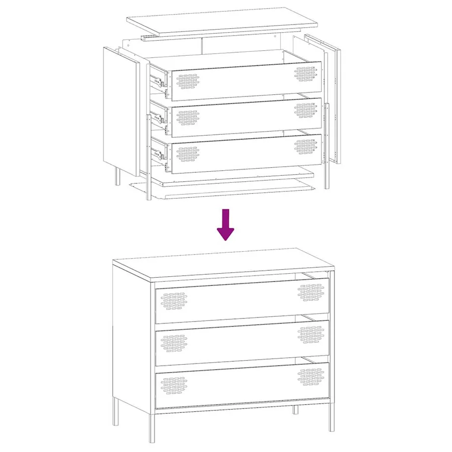 Buffet rose 68x39x58,5 cm acier laminé à froid - 11