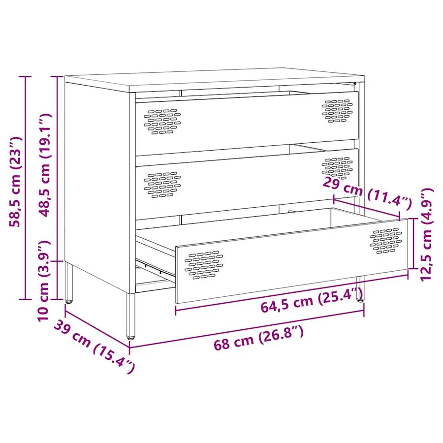 Buffet rose 68x39x58,5 cm acier laminé à froid - 13