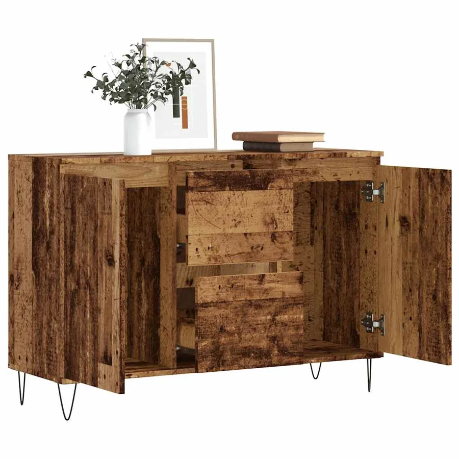 Buffet vieux bois 101,5x35x70 cm bois d’ingénierie - 3